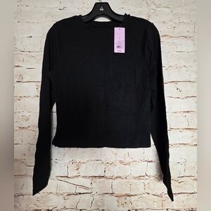 Wild Fable Black Long Sleeve Cropped Tee Sz S
